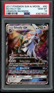 Pokémon Sun Moon FA 2017 Crimson Invasion Silvally GX Foil #90 PSA 10 Low Pop - Imagen 1 de 2