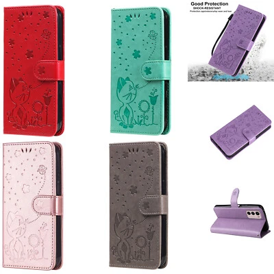 Case for Motorola G73 G42 G53 Cat Retro PU Leather Flip Wallet Case Phone Cover - Image 1 of 4