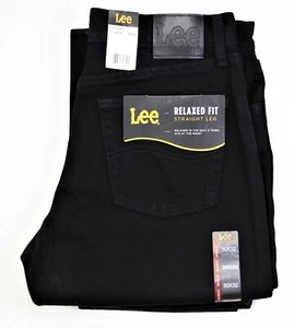 LEE RELAXED FIT STRAIGHT LEG JEANS Men`s Sizes Double Black 100% Cotton New - Picture 1 of 9