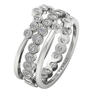 VVS F 1.20 Ct Lab Grown Diamond Bezel Set Eternity Wedding Ring 14K White Gold - Picture 1 of 8