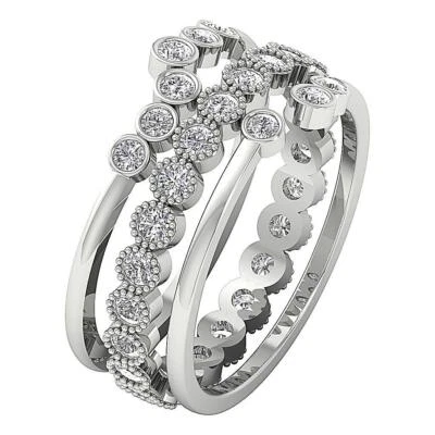 VVS F 1.20 Ct Lab Grown Diamond Bezel Set Eternity Wedding Ring 14K White Gold - Image 1 of 4