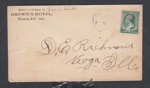 USA circa 1890 BROWN'S HOTEL COVER MORNING SUN IOWA TO NEOGA ILLINOIS - Picture 1 of 1