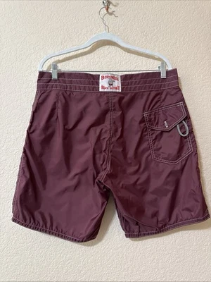 VTG Birdwell Beach Britches Board Shorts In Maroon Nylon Surf Swim Beach USA 34 - Image 1 of 4