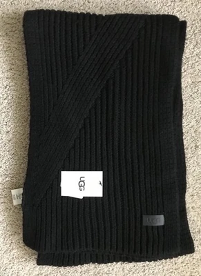 Мужская тяжелый UGG Australia вязаный диагональный ребристый шарф - черный - новый с Ярлыками новый с ярлыками - Изображение 1 из 3