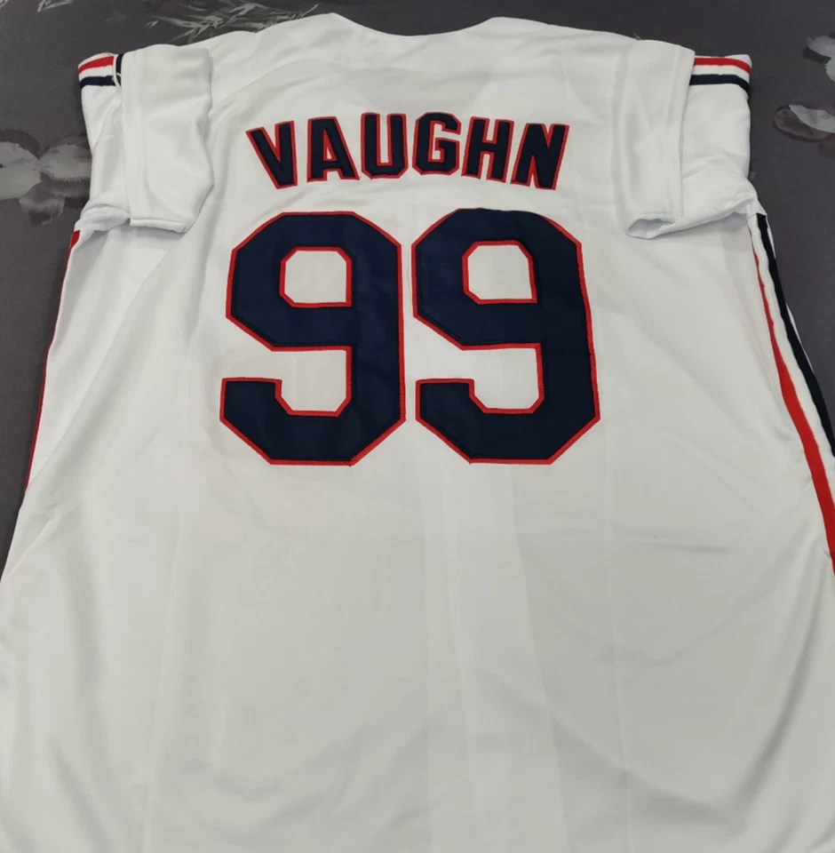 VINTAGE Ricky Vaughn #99 Indians Throwback White Sewn Stitched Jersey. - Image 1 of 4
