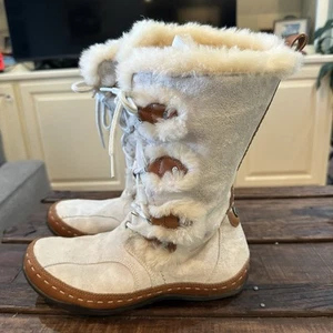 The North Face Abby II Tall Suede Leather Fur Waterproof Boots Women’s Size 8 - Picture 1 of 8