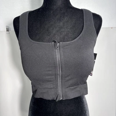 Sujetador deportivo Avia Bra XXL AV24031 soporte medio cremallera frontal sujetador deportivo negro nuevo con etiquetas Foto 1 de 4