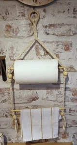 Rope hanger for kitchen towels Wood Beige - Picture 1 of 2