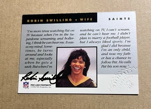 ROBIN SWILLING 1992 NFL Pro Line Portraits Wife Autograph Autokarte SAINTS - Bild 1 von 2