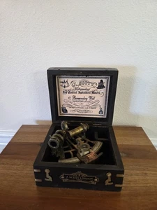 Antique Brass J. Scott Nautical Sextant 5" with Maritime Decor Wooden Box - Picture 1 of 12