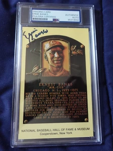 Ernie Banks Chicago Cubs Baseball HOF Autographed Plaque Postcard PSA SLABBED - Picture 1 of 3