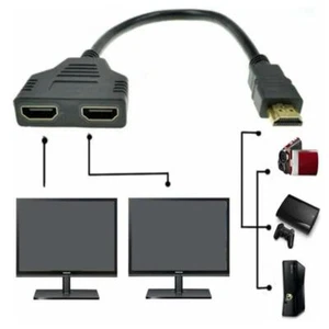 HDMI Splitter Adapter Cable 1 Input 2 Output for Office monitor pc laptop Hot❁ - Picture 1 of 14