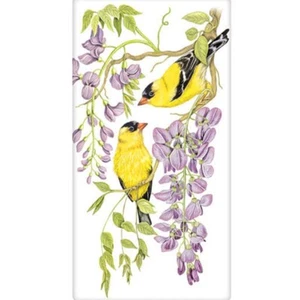Mary Lake-Thompson Goldfinch Birds and Wisteria Flour Sack Towel - Picture 1 of 3