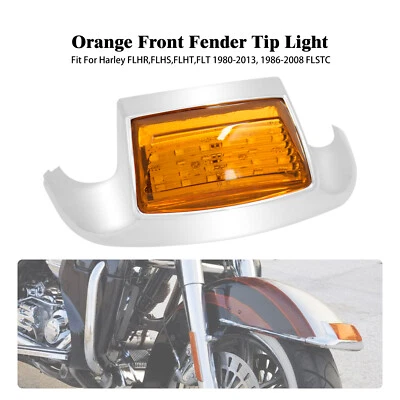 Guardabarros delantero con punta de lente ámbar luz LED para Harley Electra Road Glide Softail Foto 1 de 4