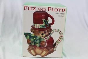 Fitz and Floyd Snack Therapy Bear Cocoa Pot 2 Piece set Christmas Tea Mug in Box - Picture 1 of 13