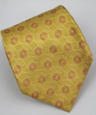 Corbata de seda Daniel de Fasson dorada naranja geométrica para hombre ancha 58,5 x 4 Foto 1 de 4