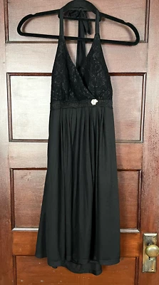 Dressbarn Collection Dress 14 Halter Top Fit & Flare Black Lace Formal VTG Y2K - Image 1 of 4