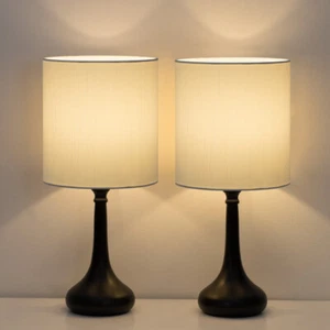 Set of 2 Modern Table Lamp Bedside Nightstand Lamp for Bedroom Living Room Dorm - Picture 1 of 10