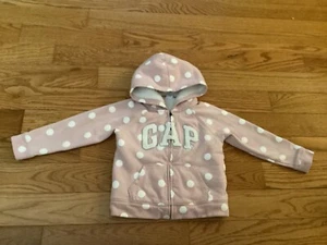 GAP Girl 4Y Blush Pink w/ White Polka Dots Fleece Lined Zip Hoodie - Picture 1 of 19