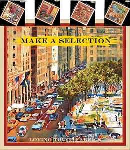 NORMAN ROCKWELL, CITY SCAPES, SCENIC BUILDINGS FABRIC PANELS (MAKE A SELECTION) - Picture 1 of 4
