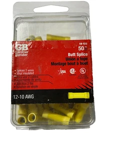 Gardner Bender 12-10 AWG Butt Splice Yellow Qty 50 - Picture 1 of 2