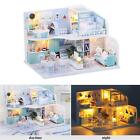 Miniature Doll House 1/24 Crush Blue Cabin with Furniture Kits Fantasy Toy