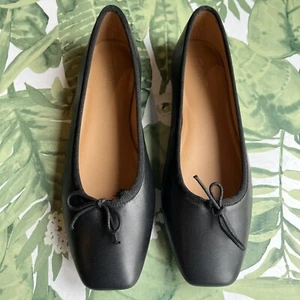 MADEWELL Balletto donna nuovo con etichette The Anelise True Black piatto taglia 8 NN901 - Foto 1 di 11