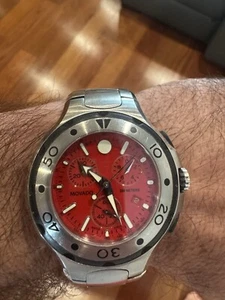 MOVADO Series 800 Stainless Steel Men's Watch SE800 Red Dial MSRP $1600 - Picture 1 of 16