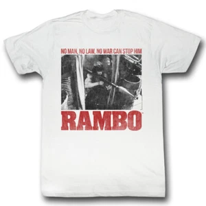 Rambo First Blood John Shooting Rocket Launcher Men's T Shirt 80's Movie Merch - Picture 1 of 3