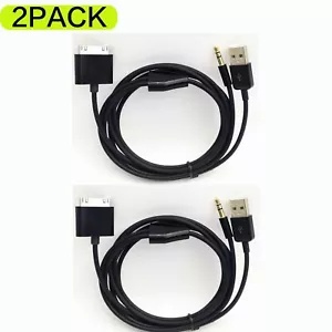 2PACK 5ft 30Pin to 3.5mm Audio AUX Cable & usb Data Charging for iPod iPhone 3 4 - Picture 1 of 8