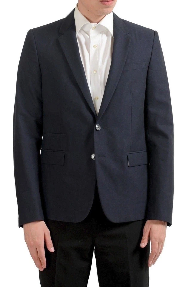 Abrigo deportivo blazer de dos botones azul marino de lana Just Cavalli para hombre EE. UU. 38 IT 48 Foto 1 de 4