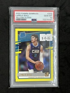 2020-21 Panini Donruss Yellow Flood #202 LaMelo Ball PSA 10 RC Rookie