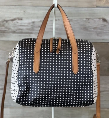 Cartera bandolera FOSSIL SYDNEY blanca y negra recubierta de lona Foto 1 de 4