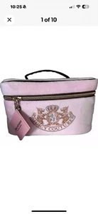 Juicy Couture Pink Velour Bag Trimmed In Brown OG Style With Bling - Picture 1 of 10