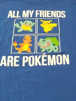 Camiseta All My Friends Are Pokemon Niños Jóvenes Azul Talla XL Foto 1 de 4