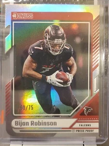 Donruss Bijan Robinson 2024 PRUEBA DE PRENSA PLATA TROQUELADA/75 - Imagen 1 de 6