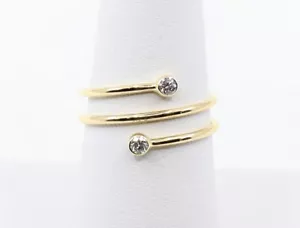 Tiffany & Co Elsa Peretti Diamond Hoop Ring in 18K Yellow Gold Size 7.25 - Picture 1 of 9