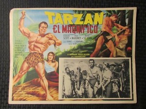 1960 TARZAN THE MAGNIFICENT 16x12.5" Mexican Lobby Card #2 VG- 3.5 Betta St John