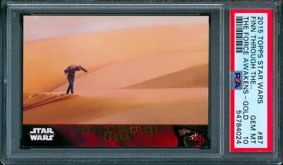 2015 Topps Star Wars TFA Gold FINN THROUGH THE DESERT #87 Rare #/100 Gem PSA 10 - Image 1 of 2
