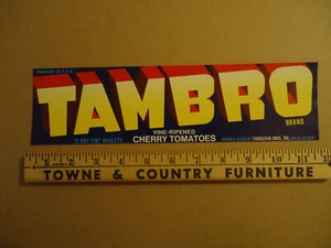 Tambro angebaut und verpackt von Tamouzian Bros Inc Cutler CA Obstkarton Etikett - Bild 1 von 1