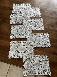 Battenberg lace placemats set of 8 taupe color and white - Picture 1 of 5