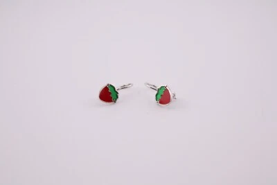 Women's Sterling Silver Strawberry Enamel Fashion Earrings w/ Leverback Closure* - Image 1 of 4
