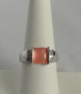 Park Lane "TASTE" Ring Coral Shell w/ Clear CZ Accent Stones Pretty! Size 7 - Picture 1 of 3