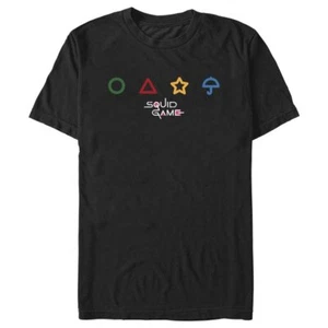 Men's Squid Game Colorful Symbols Graphic Tee Black Size S Small NWT - Picture 1 of 3