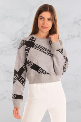 PVP €190 DSQUARED2 ROPA INTERIOR Sudadera Recortada Talla S Logo Estampado Calce Suelto Foto 1 de 4