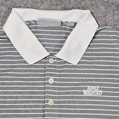 Camisa Polo Apple Mountain Club de Golf Para Hombre 2XL Gris Blanco Rayas Bordada Foto 1 de 4