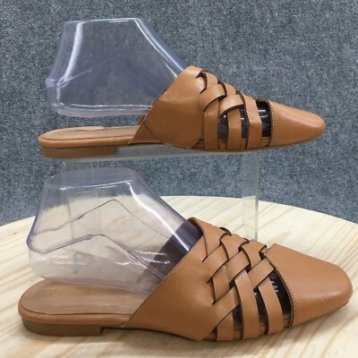 Sandalia de bambú sin cordones para mujer 9 marrón barrido 16 punta cerrada informal imitación cuero Foto 1 de 4