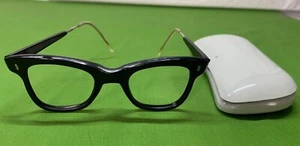 OKULA Vintage Black catseye eyeglass fashion frames Czechoslovakia 1970’s + Case - Picture 1 of 13