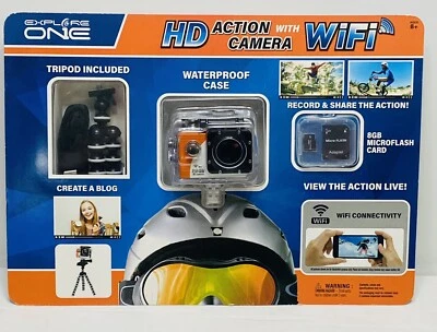 NEW Explore One HD Action Camera w/ WiFi & Accessories included Waterproof Case - Image 1 of 2