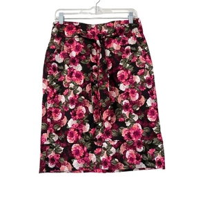 Falda lápiz Banana Republic talla 4 bolsillos florales satinados bolsa de papel con cinturón niña jefa - Imagen 1 de 11